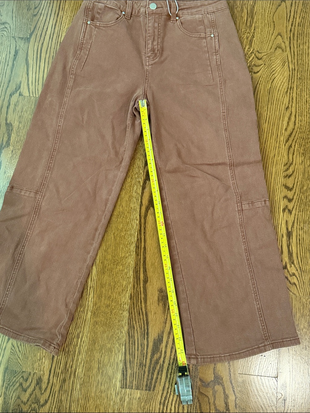 Risen washed plum Wide-Leg Painter Pants with Front Seams 7/28 - Picture 14 of 14
